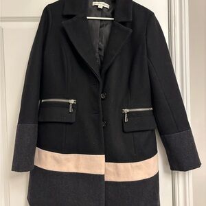EUC New York & Co Wool blend colorblock coat S
